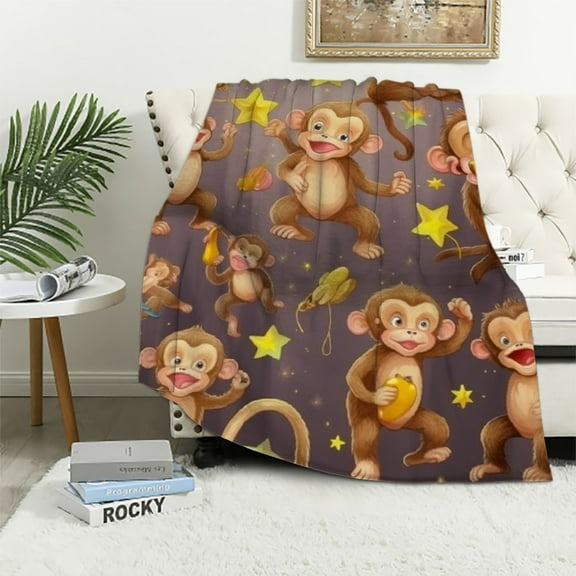 ONETECH Monkey Blanket Monkey Gifts for Girls Boys Kids Woman Monkey Lover Throw Blankets Soft Blanket Warm Flannel Plush Blankets for Bed Sofa Couch