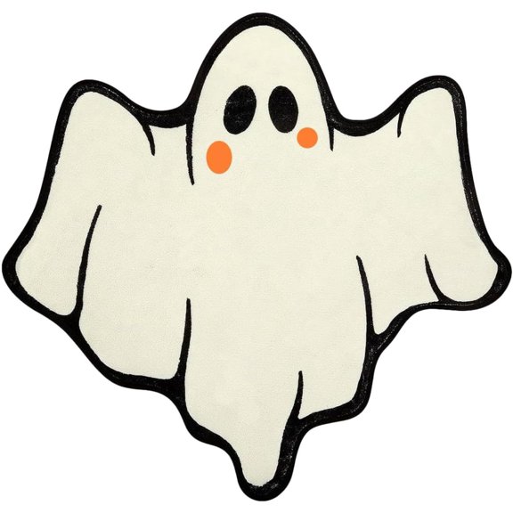 Halloween Ghost Bath Mat, Cute Spooky Ghost Tufted Rug, Soft Absorbent Non‑Slip Floor Mat, Horror Holiday Decorative Ghost Rug for Bathroom, Bedroom, Kitchen, Living Room Halloween Home Decor