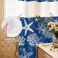 thumbnail image 3 of No Hook Shower Curtain, Navy Blue Coastal Shower Curtains for Bathroom with See Through Top Window, Nautical Beach Starfish Coral Summer Waterproof & Washable Bath Curtain Stall 48"x72", 3 of 9