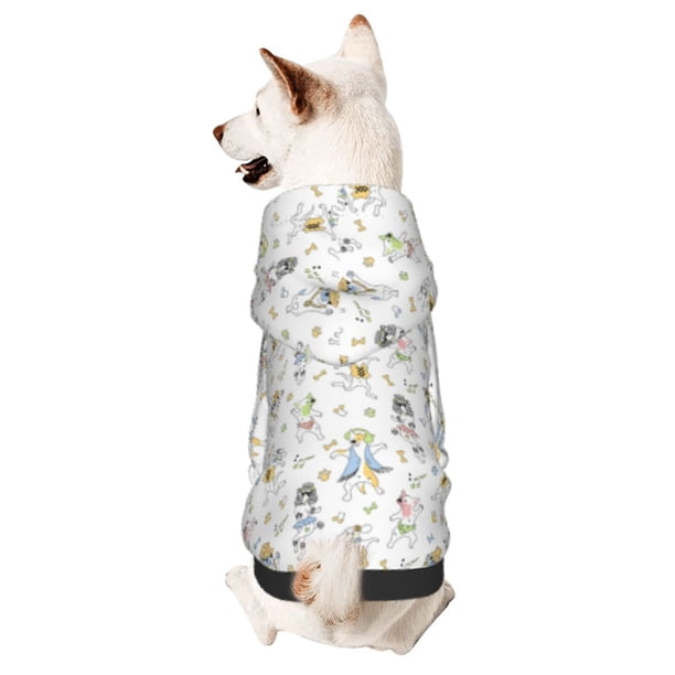 Fotbe Dancing Dogs Sudadera con Estampado para Perros Pequeños – Suéter con Capucha para Mascotas, Tela Suave de Forro Polar con Bolsillo-XX-Large