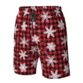 thumbnail image 5 of Naloa Snowflakes On A Buffalo Plaid Christmas Men's Beach Shorts, Surfing shorts, Swim trunks, Quick Dry Swim Trunks for Surfing Beach Fun - Small, 5 of 9