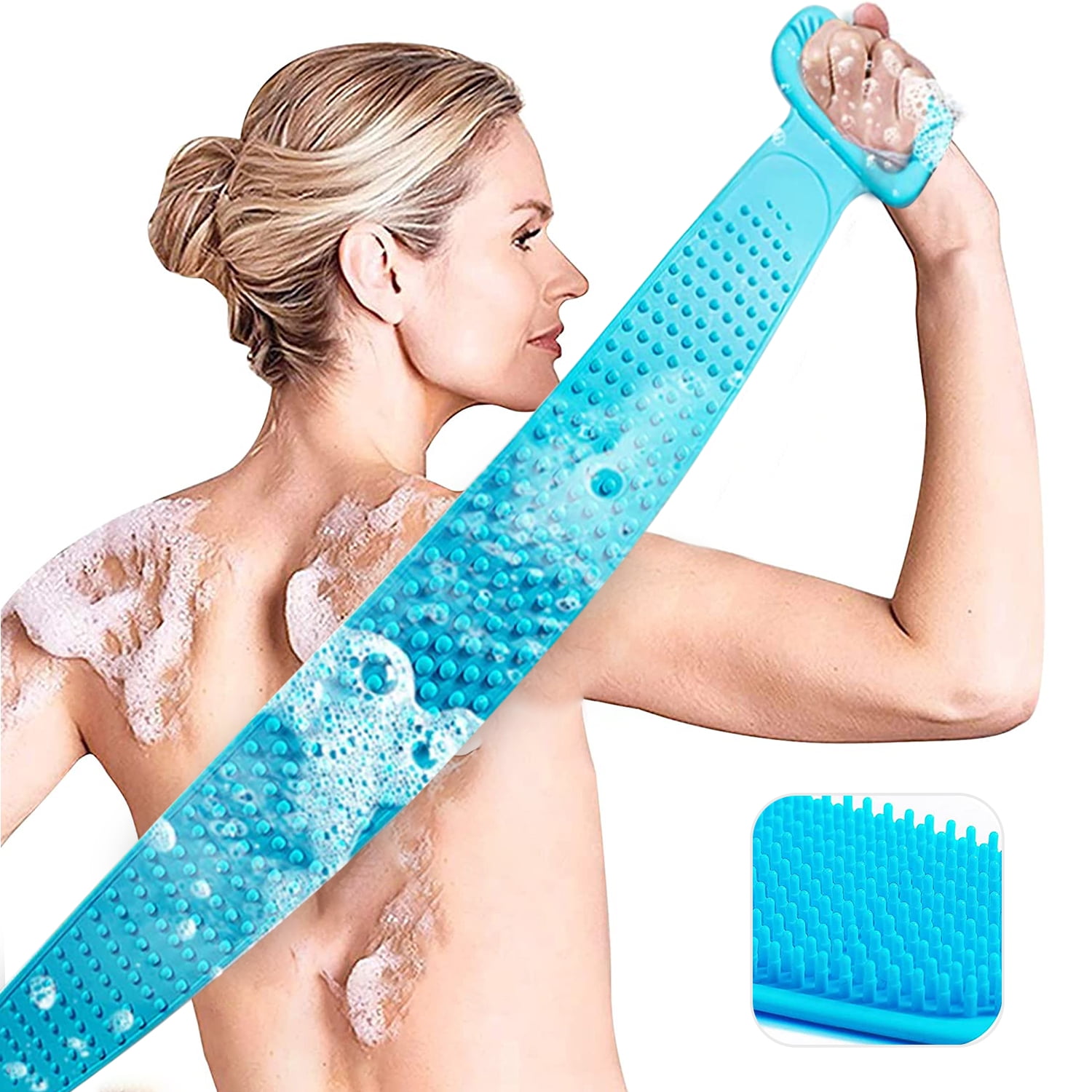 Swtroom Back Scrubber for Shower, 30inch Bath Body Brush Silicone Back