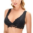 thumbnail image 2 of Wingslove Women's Floral Lace Bralette Demi Wirefree Bra,Black-M, 2 of 5