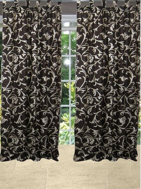 Mogul Bohemian Home Decor Curtain Drape Coffee Brown Printed Window Panel (84x48)