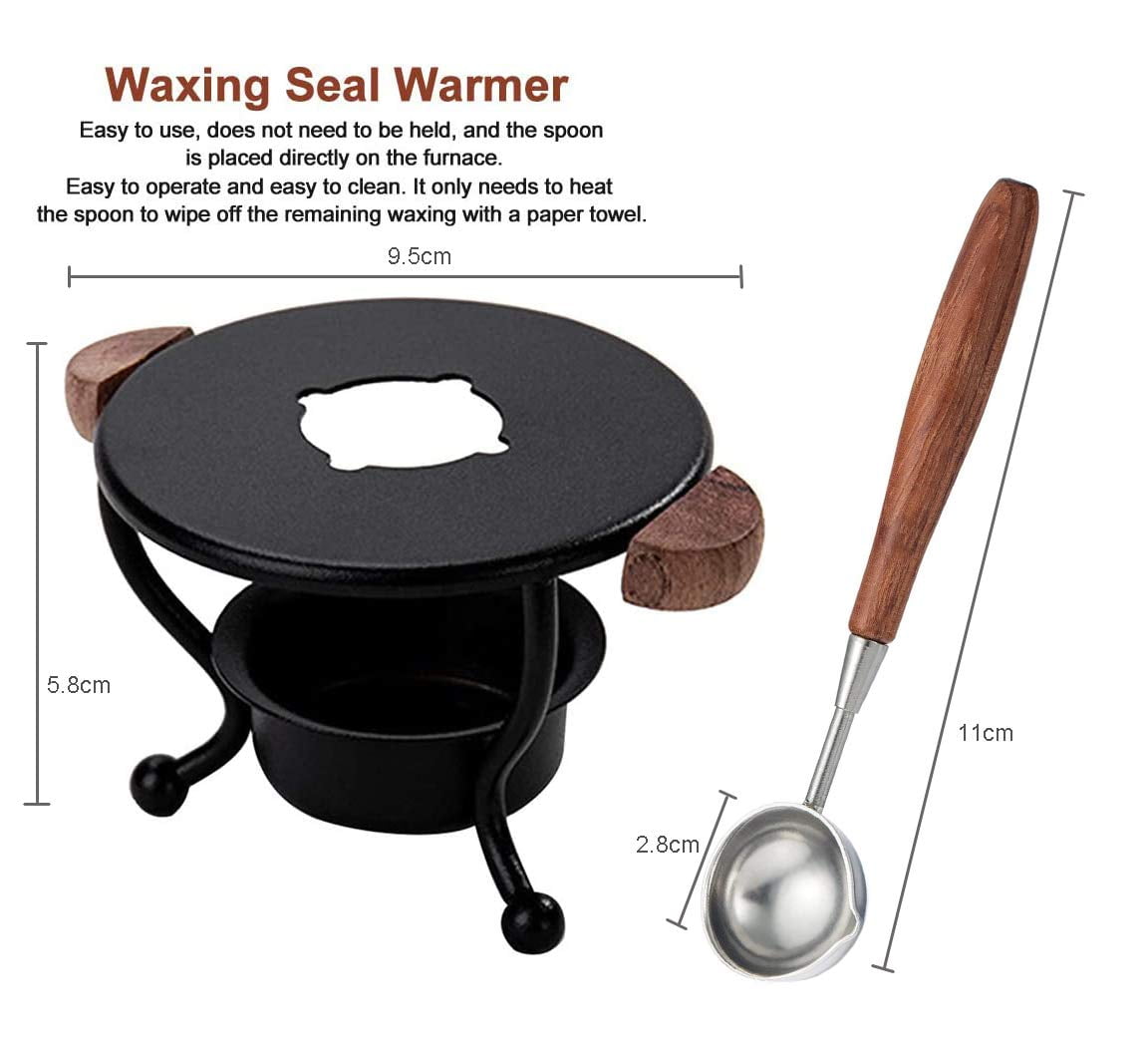 Wax Sealing Kit Melting Furnace Tool Wax Seal Warmer, Wax Seal Stamp Set with Wax Melting Spoon for Melting Wax Seal Beads or Sticks, Wax Stamp Spoon