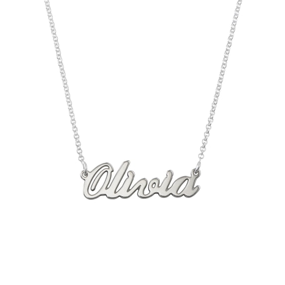 MyNameNecklace - Personalized Unisex Classic Name Necklace for Woman - Custom Cursive Nameplate - Made of 925 Silver Custom Any Name with 16'' + 2" Chain