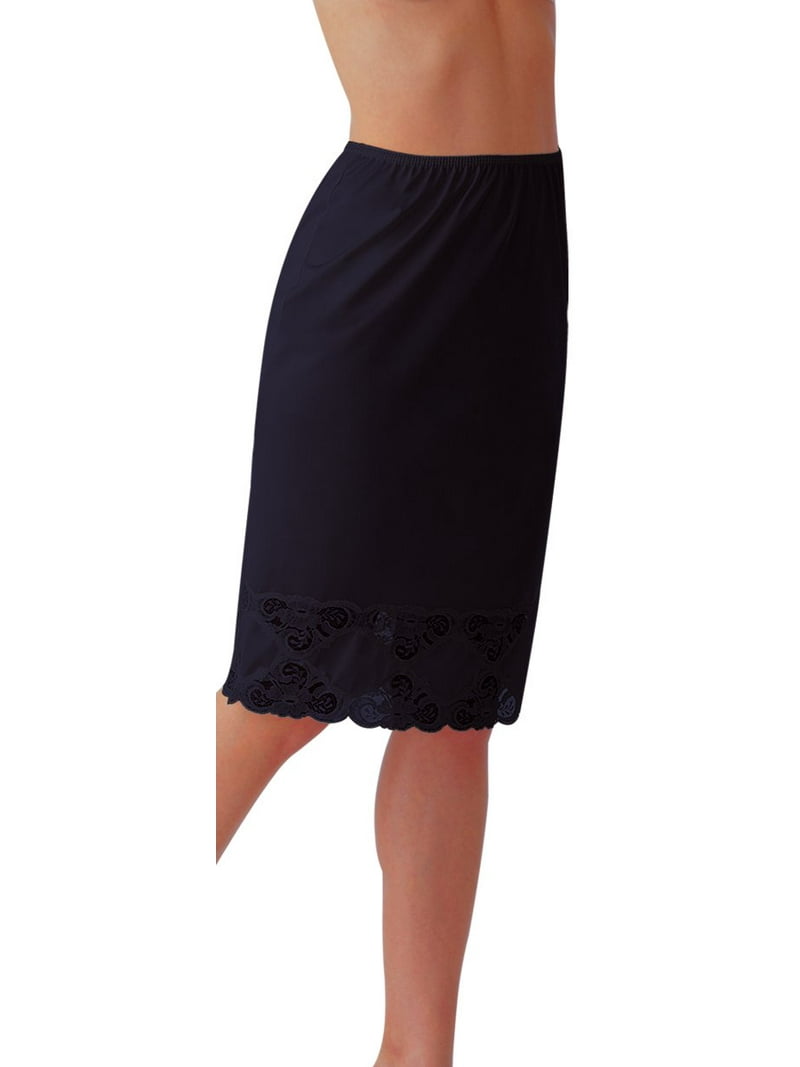 long black half slip for under dress Under Moments Women's Shapewear Half Slip Anti-Static Black Under Dress Skirt - Medium, Size: 30 inch Length