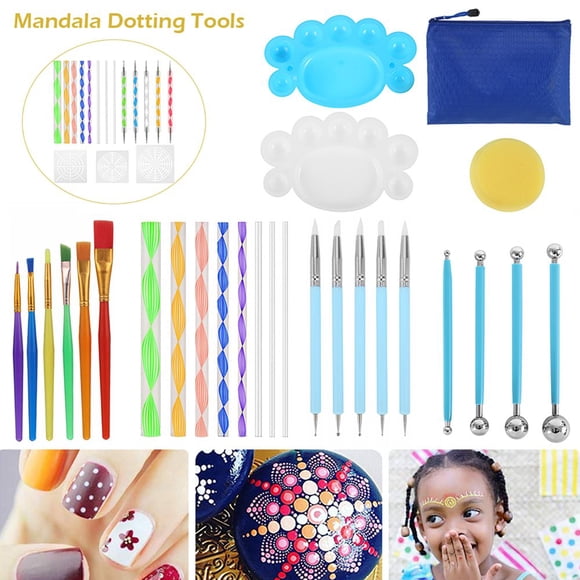 YOPTOP Mandala Dotting Tools Rock Painting Kits Pebble Art Set Drawing Pen Paint Stencil Brush Children‘s Crafts,stylea