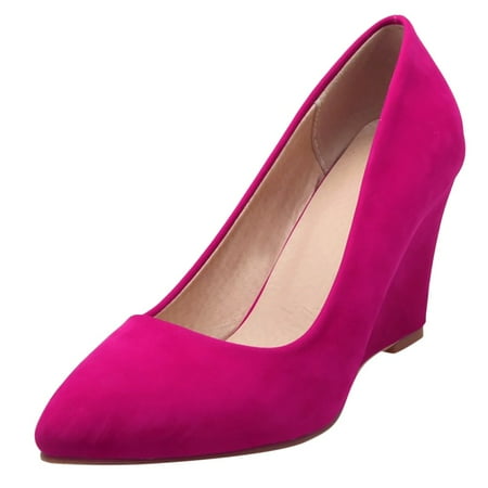 

LIANGP Women s Heel Shoes Women Business Suit Shoes Casual Comfortable Pumps Shoe Wedges Single Shoes Ladies Shoes Hot Pink Size 6