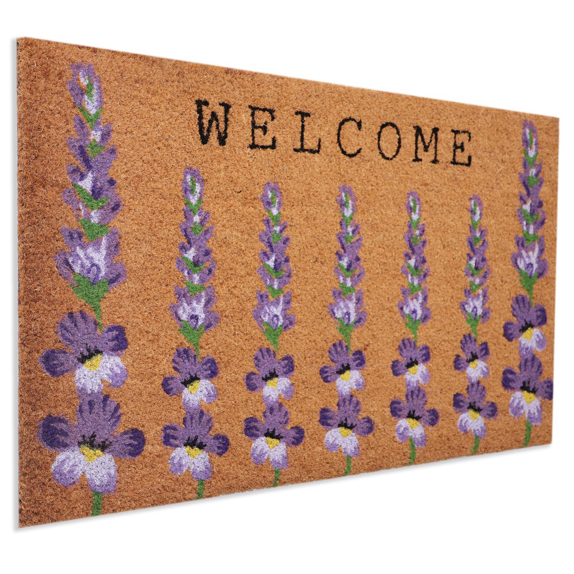 First Concept 18 in. W X 30 in. L Natural Floral Coir Door Mat