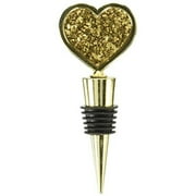 Kate Aspen Gold Glitter Heart Bottle Stopper