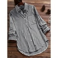 thumbnail image 7 of WTXUE Blouses & Tops Long Sleeve, Notch Neck Cotton Women's Plaid Lapel Retro Shirt Top Plaid | Casual for Women Black 5XL, 7 of 7