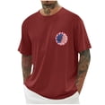 thumbnail image 1 of Txeol Chemises Patriotiques pour Hommes Manches Courtes T-Shirt Graphique Rétro Décontracté Col Rond T-Shirt Imprimé Drapeau Américain T-Shirts Muscle, Rouge, P, 1 of 1