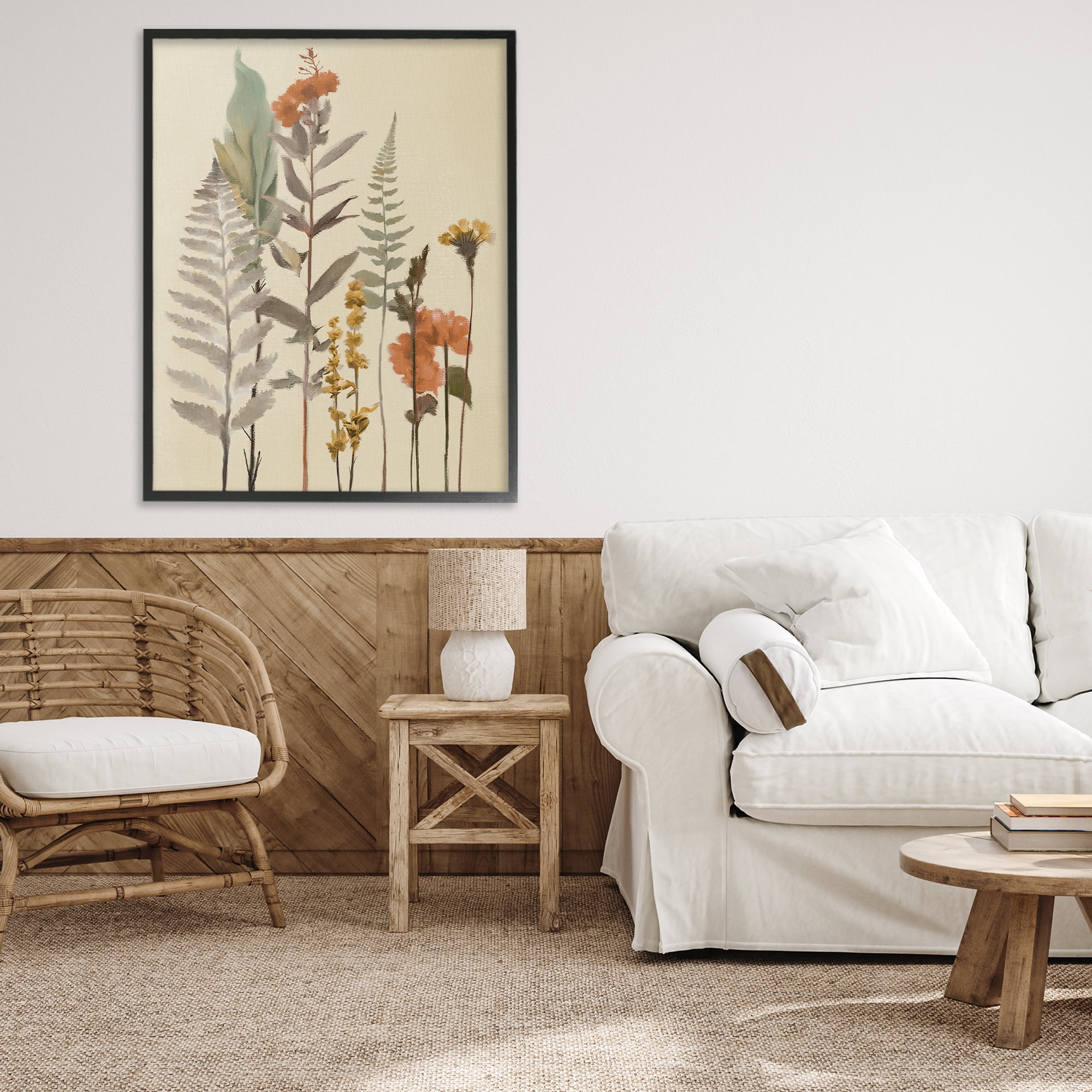 Stupell Industries Fall Botanicals and Ferns Black Framed Giclee Art, design by Elizabeth Medley