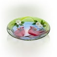 thumbnail image 4 of Alpine Corporation 18" Glass Birdbath Topper with Colorful Butterfly and Flowers, 4 of 12