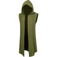 thumbnail image 2 of Teyfeniy Mens Long Hooded Cardigan Sleeveless Medieval Solid Color Hoodie Shawl Vest Jacket Casual Performance Halloween Costume Vest Tops, 2 of 3