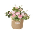 thumbnail image 4 of Adorno de flores colgantes artificiales flores en macetas artificiales flores falsas con una bolsa de arpillera para la oficina de cocina de la boda Rosa, 4 of 9