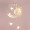 thumbnail image 1 of Star Moon Suspension Ceiling Lamp Aluminum Led Lighting Fixture with 5 Bulbs for Kids Bedroom (White Light), 1 of 5