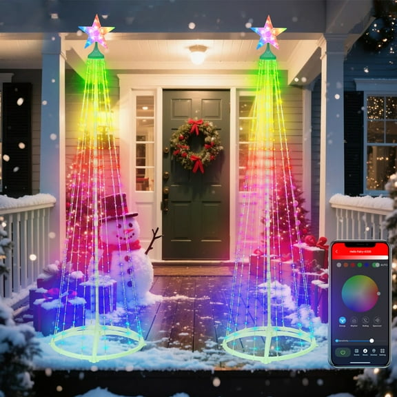 6Ft RGB Led Christmas Tree With Star Topper – 370 Led Lights, Conical Christmas Tree,App & Remote Control,Multiple Modes,Indoor/Outdoor Holiday Decoration,1 PCS