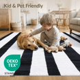 thumbnail image 4 of ODIKA 6'x9' Washable Area Rug Easy Care, Non-Shedding, Under Minimalist Monochrome Striped Welcome Contemporary Doormat for Queen Size Bedroom Bed Master Suite, 4 of 7