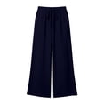 thumbnail image 7 of YuXingFu Womens Solid Tie Wide Leg Long Pants Navy L, 7 of 7