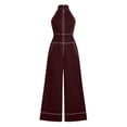 thumbnail image 6 of PBFRDSJ Women's Halter Neck Front Zip Jumpsuit Spaghetti Strap Wide Leg Casual Jumpsuits with Pockets Sizes S-2XL, 6 of 6