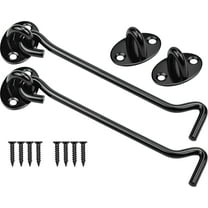 NOGIS Cabin Hook and Eye Latch, 2 Pack 8 Inches Barn Door Latch and Privacy Hooks, Cabin Door Gate Latche Best for Window, Bedroom, Sliding Door (Black)