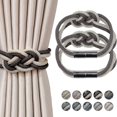 thumbnail image 1 of 2 Pack Strong Magnetic Curtain Tiebacks Upgrade Nordic Simple Style Drape Tie Backs Double Color Weave Rope Knot Decorative Curtain Holdbacks For Home, 1 of 5