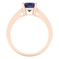 thumbnail image 4 of 2.32 ct Oval Cut Simulated Blue Sapphire Solitaire with Simulated Diamond Accents 18K Rose Gold Womens Engagement Ring, 4 of 5