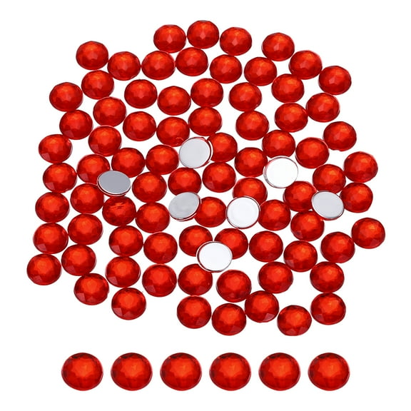 Flat Back Round Acrylic Rhinestones,8mm Red Flatback Crystal Rhinestones for Crafts Clothes Shoes DIY Decoration Gifts 100Pcs