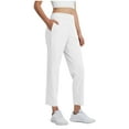 thumbnail image 2 of Women Casual Drawstring Elastic Waisted Pants with Pockets Solid Color Full Length Pant Lightweight Beach Work Trousers, 2 of 8