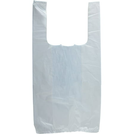 1000 Pack Plastic Bags 11 5 X 6 X21 White Plain Carry Out T Shirt Bag Reusable Unprinted Ping Handled Polyethylene For Groceries