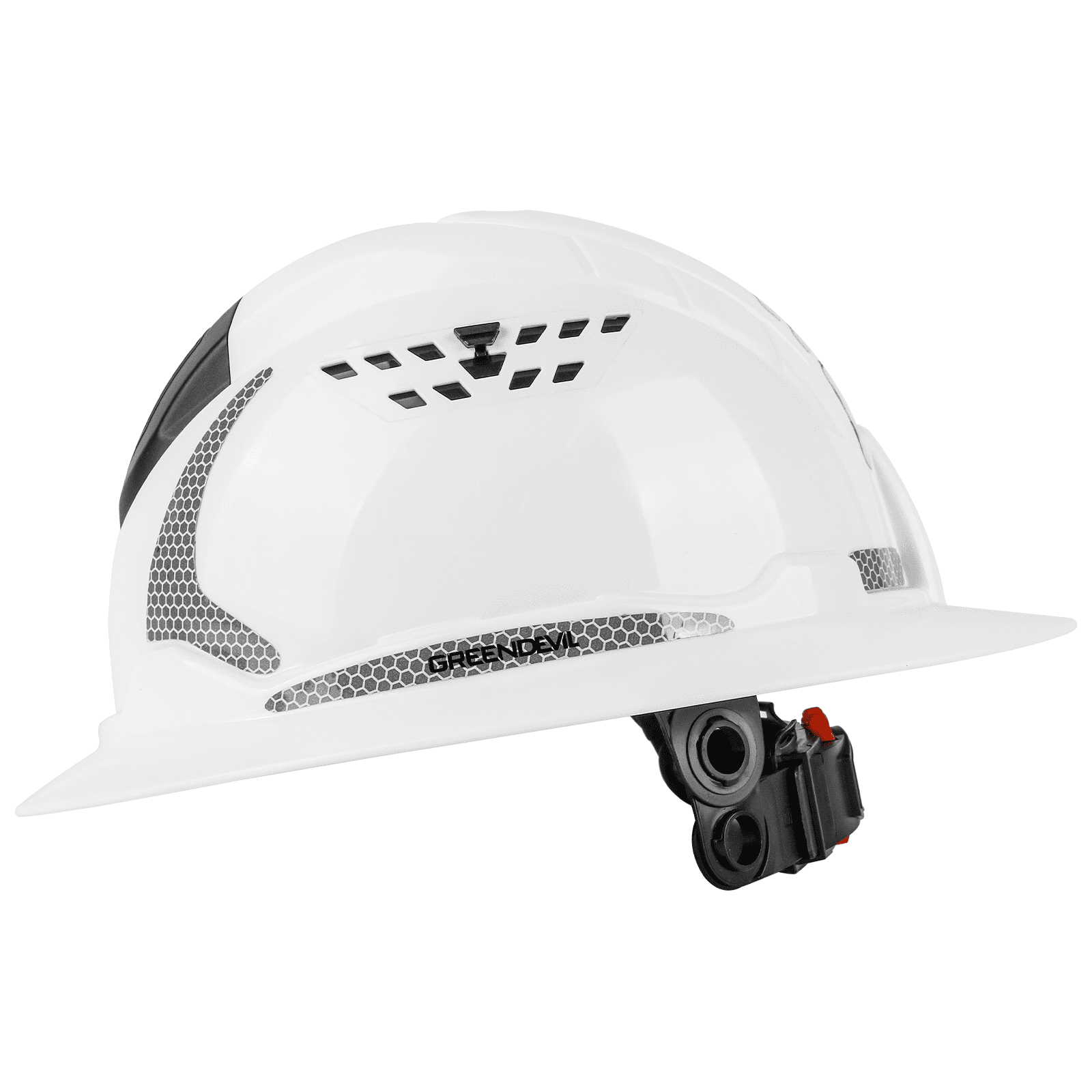 GREEN DEVIL Full Brim Hard Hat ANSI Z89.1 Type 1 Class C Certified Vented Construction Helmet with 6-Point Ratchet Suspension for Men Women