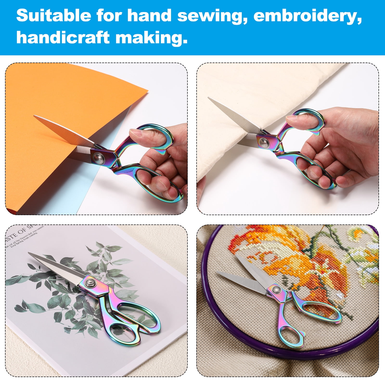 Uxcell 3pcs Sewing Scissors Stainless Steel Tailor Scissors Color Plating Scissors