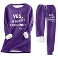 thumbnail image 2 of Fanxing Offres de Noël Femmes Tenues Chaudes Doublées en Polaire Col Rond Haut à Manches Longues avec Pantalon Ensembles de Pyjamas Doux Cadeau de Noël Liquidation 2025, 2 of 5