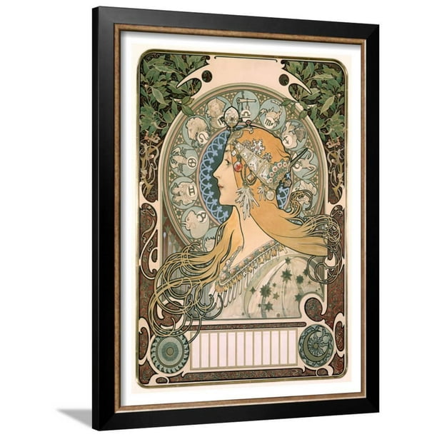 Zodiac Astrology Framed Art Print Wall Art By Alphonse Mucha 20 5x26 5 Walmart Com Walmart Com