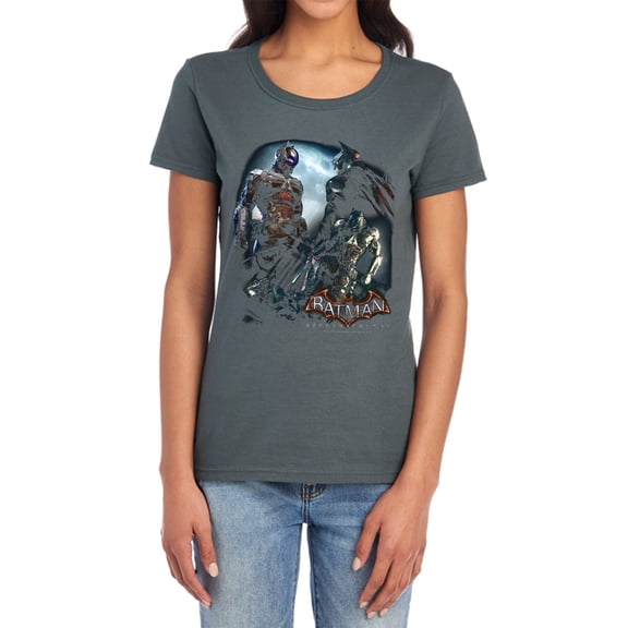 Batman Arkham Knight Face Off Women's T Shirt, Charcoal, Small