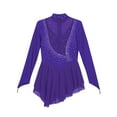 thumbnail image 5 of iixpin Girls Gymnastics Leotard Dress Irregular Figure Ice Skating Dresses Outfit Lyrical Ballet Dancewear Purple 16, 5 of 6