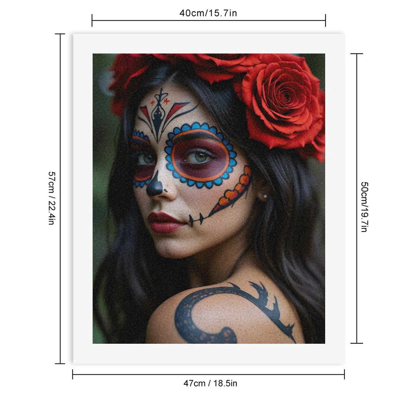 Paint By Numbers Kit for Adults Beginner - Face Paint Red Roses Tattoo Art DIY Canvas Painting Kits for Adults, Frameless Paint By Number for Adults for Home Wall Decor 16x20 Inch