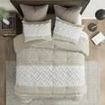thumbnail image 3 of Izzovium Taupe King Comforter Set 3 Pieces, Cotton Chenille Tufted, Farmhouse Style with Botanical Print, 3 of 14