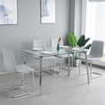 thumbnail image 4 of Miekor Furniture Table and chair set, one table and four chairs. Clear tempered glass table top, 0.3 feet thick, silver metal legs. Bow chair with electroplated metal legs W4US0042, 4 of 9