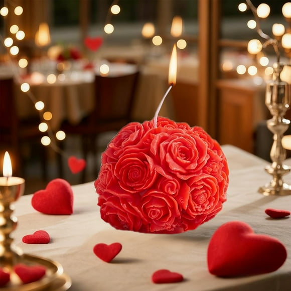 Decoraciones para San Valentín, adornos para San Valentín, regalos para San Valentín, vela con forma de bola de rosa, aroma para estilizar, aroma para el ambiente de San Valentín, velas perfumadas.