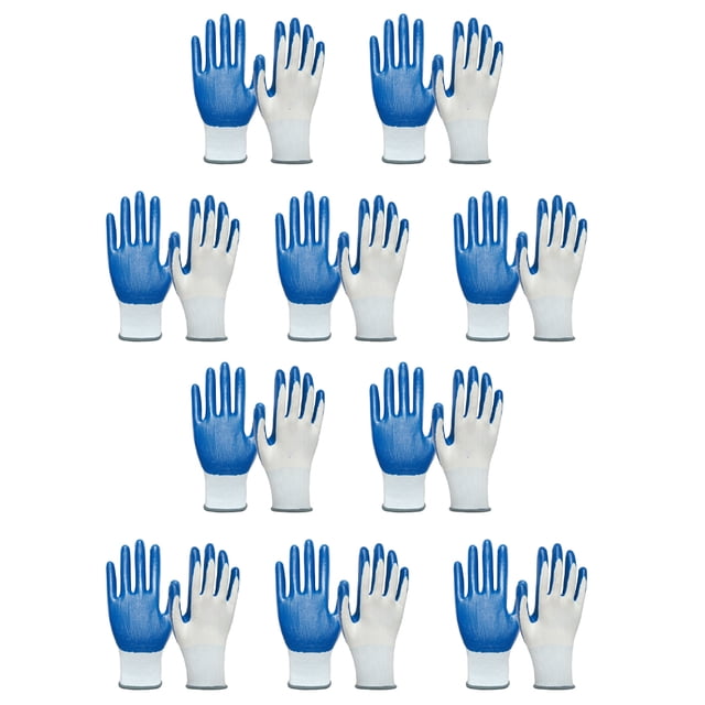 10 pares de guantes de trabajo de seguridad, guantes de jardinería, guantes protectores de goma transpirables