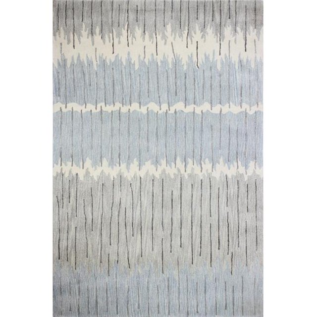 Bashian R129-GYBL-4X6-HG369 3.9 x 5.9 ft. Greenwich Collection Contemporary Wool & Viscose Hand Tufted Area Rug, Grey & Blue