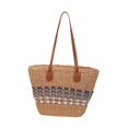 thumbnail image 1 of Bolso de playa ligero para mujer, bolso de mano tejido a la moda para desplazamientos al aire libre. Azul caqui, 1 of 9