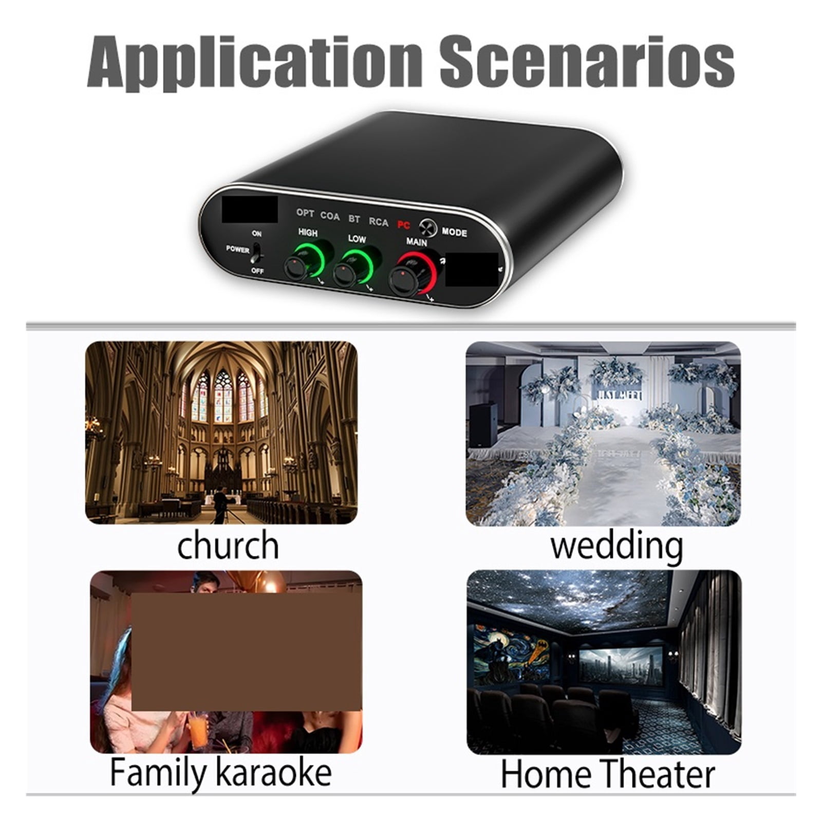 Sound Amplifier Mini HIFI Stereo 5 Input Bluetooth Optical Fiber Coaxial PC Power Amp for Home TV ,Multi Modes