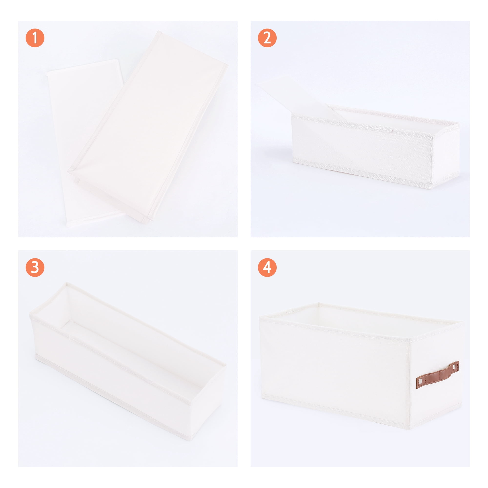 Unique Bargains Storage Cube Fabric Foldable Basket with Handles for Shelves 1pcs White S
