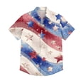 thumbnail image 5 of Men's Glitter Star & Stripe American Flag Hawaiian Shirt - 4-Way Stretch Short Sleeve Patriotic Button Down Blue XL, 5 of 6