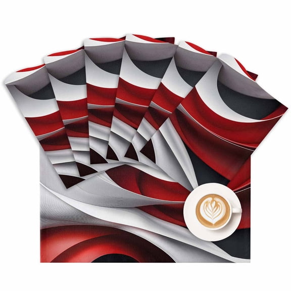 Placemat Red Black White Placemats for Dining Table Gradient Art Washable Table Mats for Party Kitchen Dining Decoration