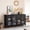 Black, variant on Buildhom 32" Farmhouse Sideboard with 2 Glass Doors, Mid-Century Modern Buffet Cabinet for Dining Room, Living Room, White